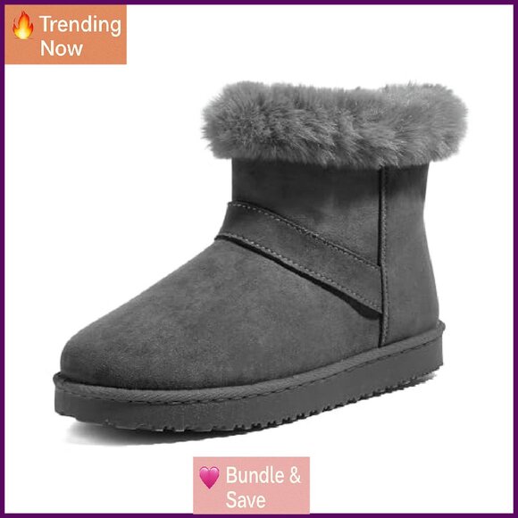 Women's Snow Boots Winter Warm Ankle Booties Suede Fur Lined Water-Resistant - Picture 2 of 8